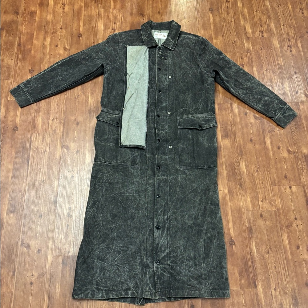 Vintage Tex Tan Western Duster Men's Long Black  Denim Coat